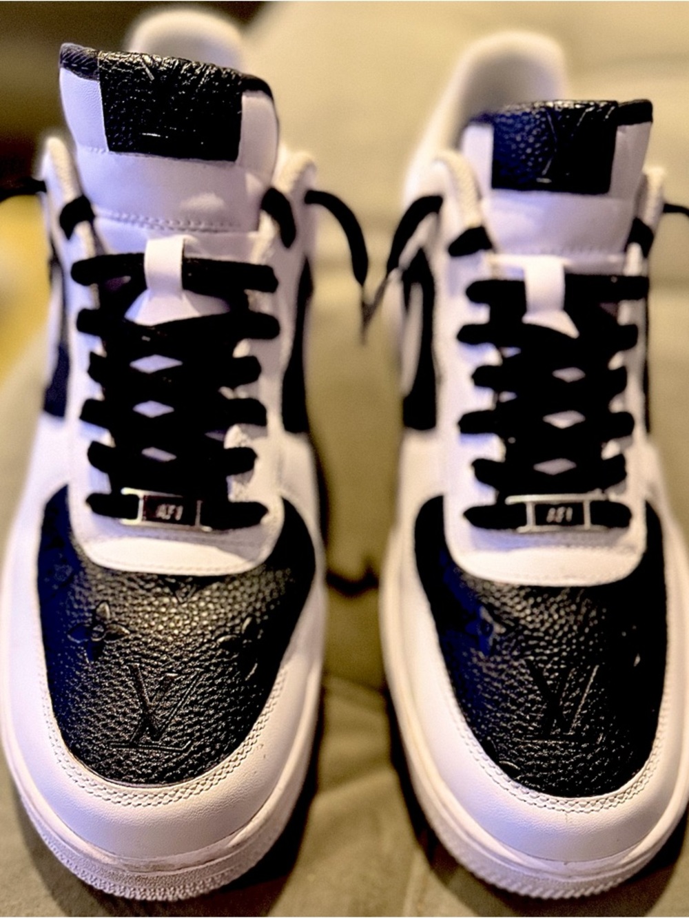 Nike Air Force 1 Low Custom LV Monogram Black embossed design